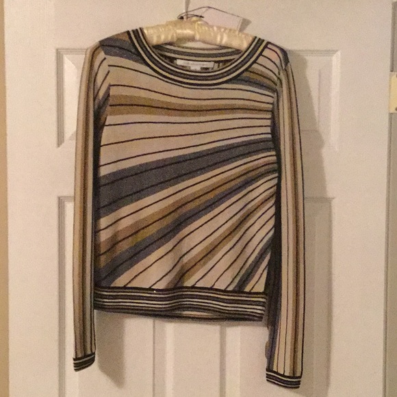 COPY - DVF Joletta gold/tan/black shimmer sweater - Picture 1 of 8